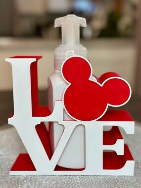 Disney GLOSSY Mickey Mouse LOVE Soap Holder for Bath & Body Works Bottles